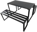 Outdoor Tisch-Set Festgarnitur 3-tlg. Sitzgruppe Gartengarnitur Metall