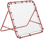 HOMCOM Fu&szlig;ball Rebounder Kickback Tor R&uuml;ckprallwand Netz Metallrohr+PE Gewebe Rot