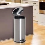 Treteimer mit Inneneimer Pedal-M&uuml;lleimer Klappdeckel Abfallsammler Edelstahl Silber