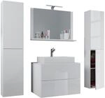 Badblock Lendas XL 80cm Unterschrank + Spiegel + 2 Seitenschr&auml;nke Wei&szlig;