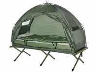 Campingbett Set Zelt mit Schlafsack Matratze 4 in 1 faltbar Dunkelgrün