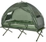 Campingbett Set Zelt mit Schlafsack Matratze 4 in 1 faltbar Dunkelgr&uuml;n
