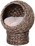 Rattan Katzenkorb Katzenh&ouml;hle Katzenbett mit Kissen Dunkelbraun