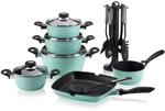 Aluguss Kochtopf Set 17 tlg., mint