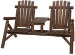 Gartenbank mit Tisch Gartenm&ouml;bel Sitzbank 2 St&uuml;hle Massivholz Braun