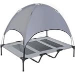 Haustierbett mit Baldachin Erh&ouml;htes Hundebett Hundeliege outdoor Grau