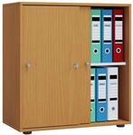 B&uuml;roschrank Lona L mit Schiebet&uuml;ren Buche