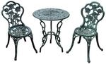 Bistroset Gartenset 3-tlg. Balkonm&ouml;bel Set Gussaluminium Antik Gr&uuml;n