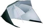 2 in 1 Sonnenschirm Strandschirm Windschutz Strandmuschel Dunkelgr&uuml;n F210xH222cm