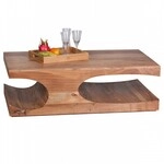 Akazie Massivholz Couchtisch mit Ablagef&auml;chern 118 x 70 cm