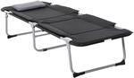 Campingbett Feldbett Klappbett mit Kissen inkl. Tasche Schwarz+Silber 183 x 66 x 33