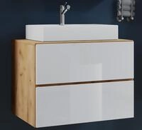 Badblock Lendas S 60cm Unterschrank Honig-Eiche/Wei&szlig;