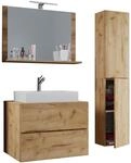Badblock Lendas L 80cm Unterschrank + Spiegel + 1 Seitenschrank Honig-Eiche