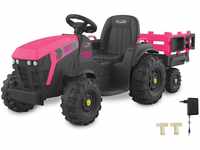JAMARA-460897-Ride-on Traktor Super Load mit Anhänger pink 12V