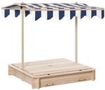 Sandkasten mit Dach R&uuml;cklehnen Tannenholz 3-7 Jahren Natur