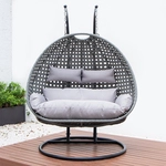 Polyrattan H&auml;ngesessel TWIN grau - inkl. Regenabdeckung
