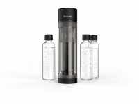 Sodapop Wassersprudler Logan matt schwarz, 2x 850ml + 1x 600ml Glasflaschen