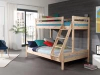 Familienbett Martin 90 x 200 und 140 x 200 cm, mit Leiter in Kiefer massiv natur