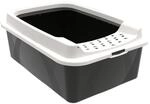 Rotho MyPet Eco Bonnie Katzenklo mit Top-Eingang, schwarz/weiss (recycelt)