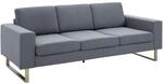 Polstersofa 3-Sitzer Sofa Stoffsofa Sitzm&ouml;bel Kissen Armlehne Leinen dunkelgrau 200