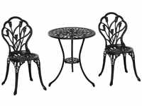 Outsunny Sitzgruppe 3-teilige Essgruppe Gartenmöbel-Set 1 Tisch+2 Stühle mit