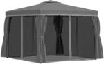Gartenpavillon Pavillon 2,96 x 2,96 mit Doppeldach Moskitonetz Alu
