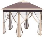 Gartenpavillon ca. 4 x 4 m, sechseckig - Beige+Khaki