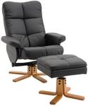 Relaxsessel Fernsehsessel 360&deg; mit Hocker Liegefunktion Holzgestell Schwarz 80 x 86