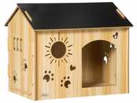 PawHut Hundehütte aus Holz Kleintierhaus mit Lüftungsöffnungen Hundehaus mit Dach