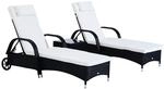 2 Sonnenliegen mit Tisch 3er-Set