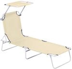 Sonnenliege Gartenliege Wellnessliege Strandliege klappbar mit Sonnenschutz Beige 187
