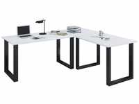 Eck-Schreibtisch "Lona" 130x130x50 U-Füße Weiß/Schwarz