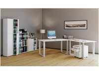 VCM Eck-Schreibtisch "Lona" 130x130x50 U-Füße Weiß/Weiß