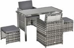 Polyrattan Sitzgruppe Essgruppe Gartenset Garnitur 11 tlg. mit Kissen, Grau