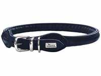 Hunter Hundehalsband Round & Soft Leder, S, 33-37 cm, Ø8mm, dunkelblau