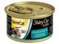 GimCat ShinyCat Katzenfutter, Hühnchen mit Garnelen 24x70g