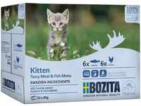 Bozita Katzenfutter Multibox Häppchen in Soße Kitten, 12x85g