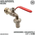 3/4 Messing Auslauf Kugel Wasser Hahn Ventil Aussengewinde T&uuml;lle 19mm - PN 10...