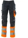 MASCOT Leeds Hose mit Knietaschen SAFE SUPREME Schwarzblau / Hi-vis Orange 48 -