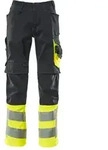 MASCOT Leeds Hose mit Knietaschen SAFE SUPREME Schwarzblau / Hi-vis Gelb 44 -