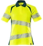 MASCOT Damen Polo-Shirt ACCELERATE SAFE Hi-vis Gelb / Dunkelpetroleum XXL -