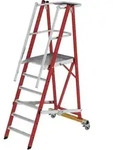Munk Plattformleiter GFK/Alu klappbar und fahrbar mit GFK-Handlauf - 036326