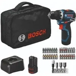 Bosch Akku-Bohrschrauber GSR 12V-32, 2x GBA 12V 2.0Ah, 36-teiliges Set Zubeh&ouml;r,