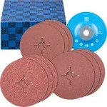PFERD TOOLS Fiberscheiben-Set 10-tlg. Korund 125 mm A36, 60, 80 mit GT-St&uuml;tzteller