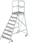 Munk Podesttreppe einseitig begehbar mit Federrollen Aluminium geriffelt - 050108