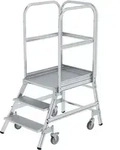 Munk Podesttreppe einseitig begehbar mit Federrollen Aluminium geriffelt - 050103