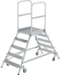 Munk Podesttreppe beidseitig begehbar mit Federrollen Aluminium geriffelt - 050205