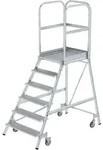 Munk Podesttreppe einseitig begehbar mit Federrollen Aluminium geriffelt - 050106