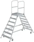 Munk Podesttreppe beidseitig begehbar mit Federrollen Aluminium geriffelt - 050207