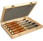 STANLEY Stechbeitel Bailey, Eschenholzheft mit Schlagring, Set 5-tlg. im Holzkasten